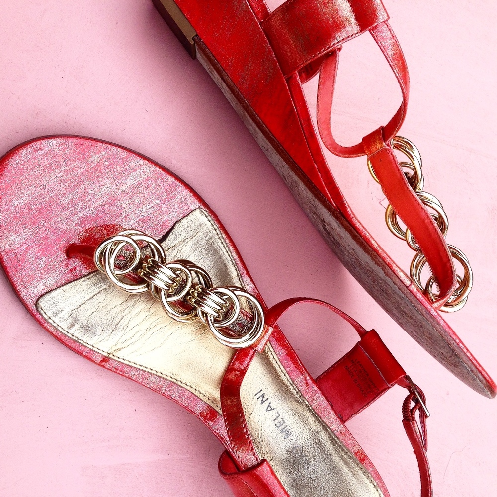 ANTONIO MELANI wedge heel orange gold 8 M - Picture 5 of 5